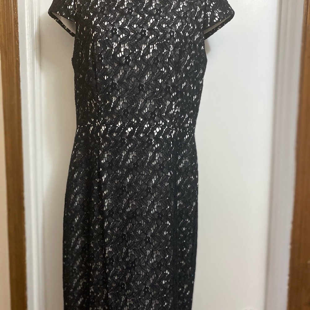 Betsy Johnson black lace overlay dress with cap sleeves